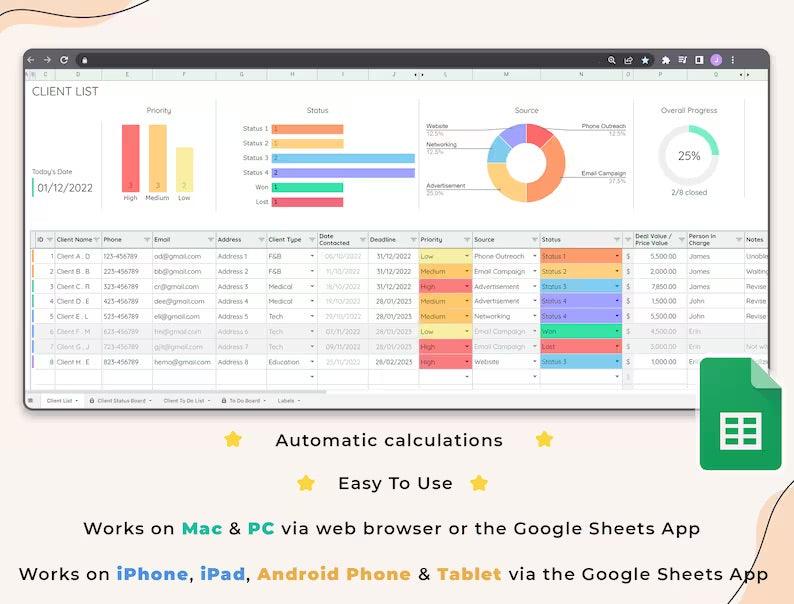 Client Tracker | Small Business Template - Beckman Analytics LLC